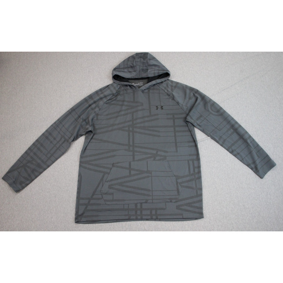 Under Armour Hoodie Men's XL Gray Lose Geometric Long Sleeve Activewear Pullover - Picture 1 of 6